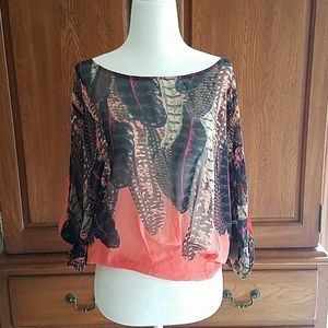 New Bisou Bisou Sheer Cut-out Back Top, Size Med